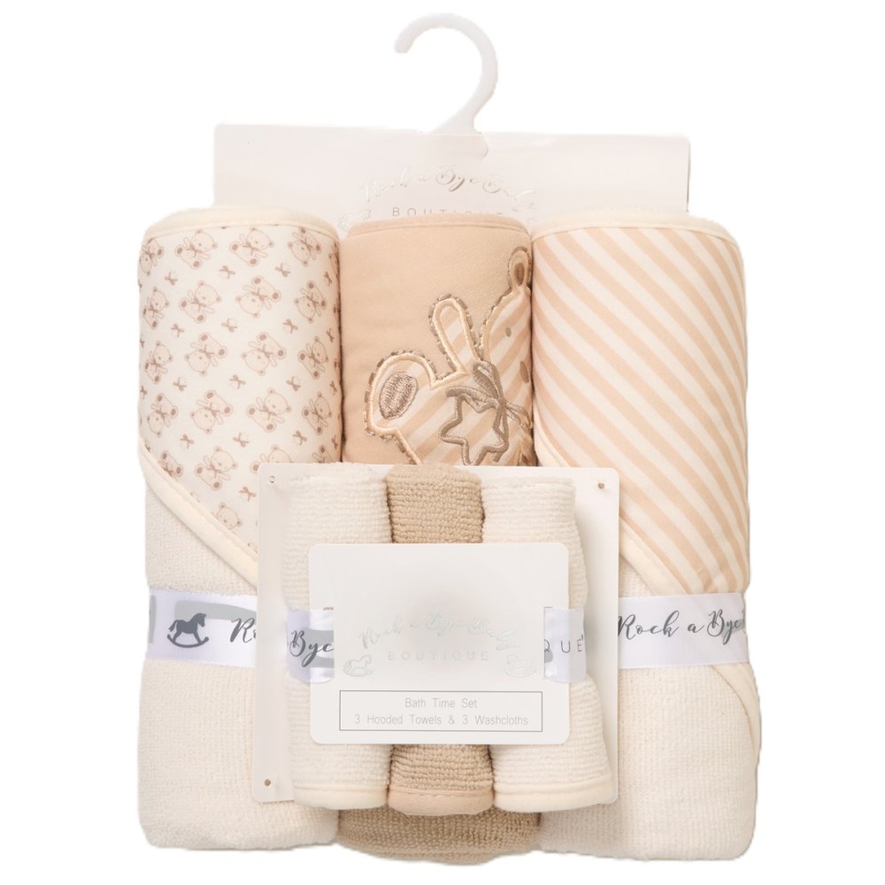 Teddy Hooded Towels & Washcloths Set