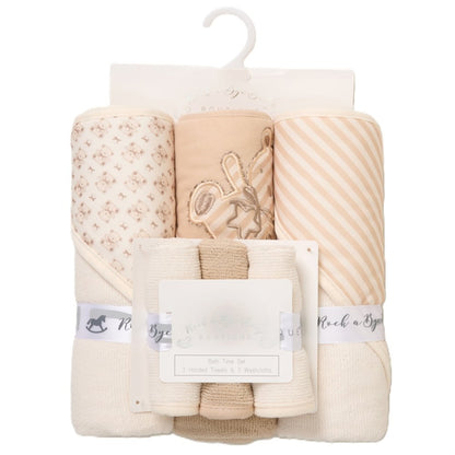 Teddy Hooded Towels & Washcloths Set