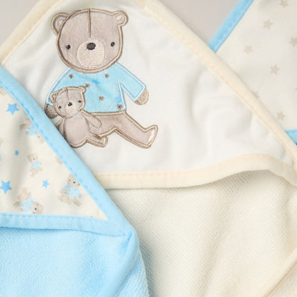Boy Bear Hooded Towels & Washcloths Set