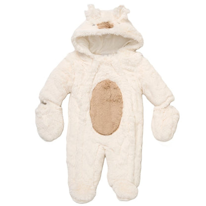 Fluffy Bear Pramsuit with Mittens