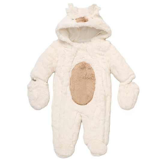 Fluffy Bear Pramsuit with Mittens
