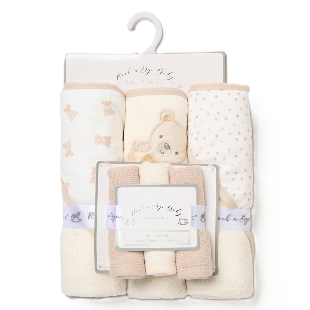 Teddy Bear Hooded Towels & Washcloths Set