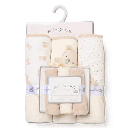 Teddy Bear Hooded Towels & Washcloths Set