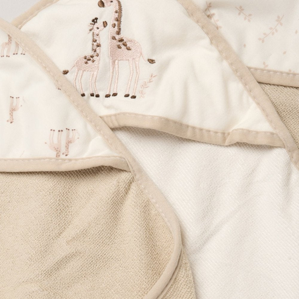 Giraffes Hooded Towels & Washcloths Set