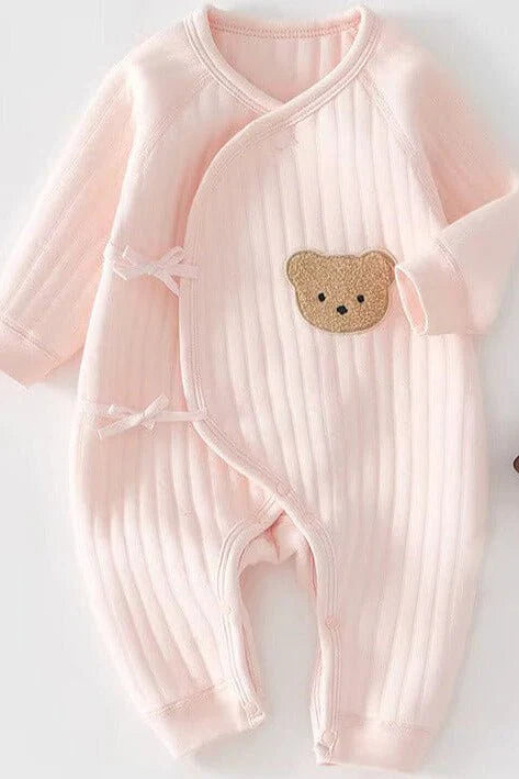The Pink Teddy Bear Boucle Wrap Baby Grow Romper