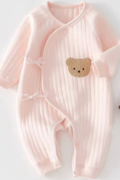 The Pink Teddy Bear Boucle Wrap Baby Grow Romper