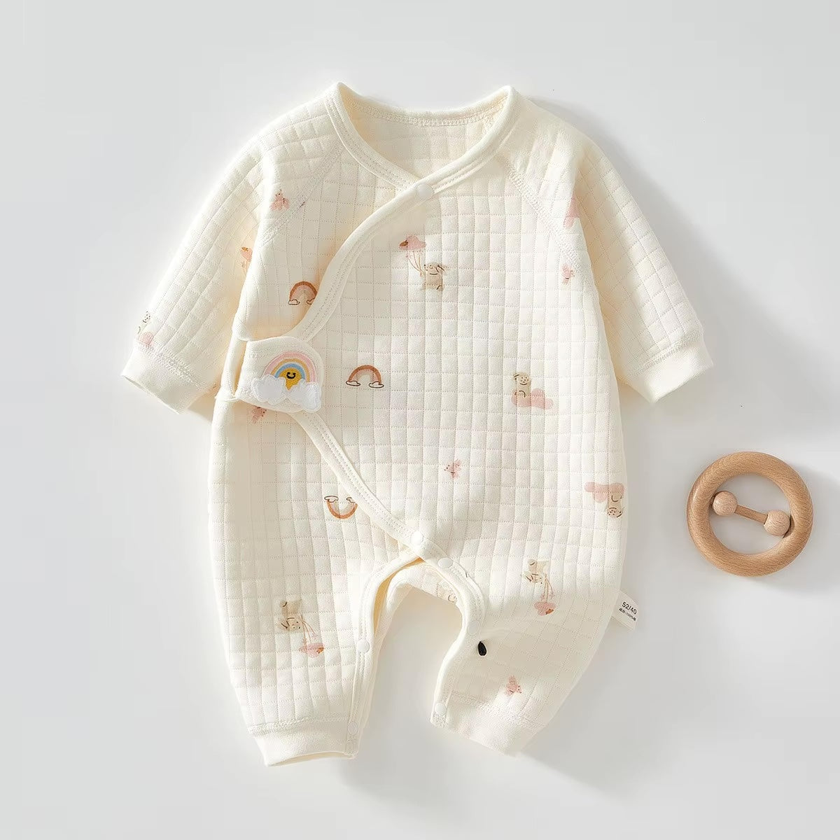 The Pink Rainbow Boucle Wrap Baby Grow Romper