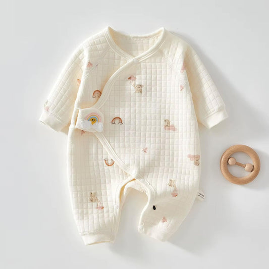 The Pink Rainbow Boucle Wrap Baby Grow Romper