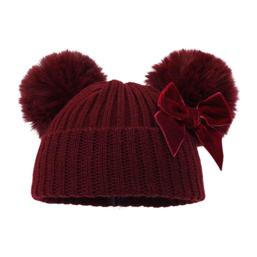 Pom Pom Bow Hat