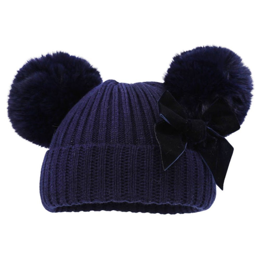 Pom Pom Bow Hat