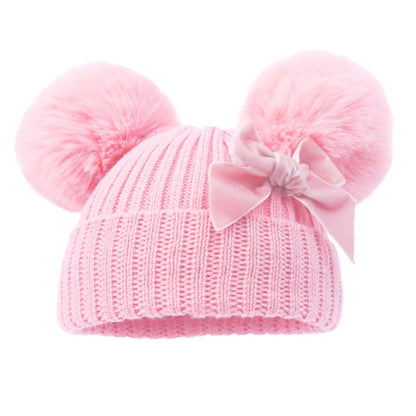 Pom Pom Bow Hat