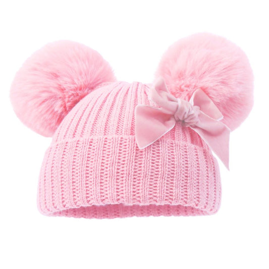 Pom Pom Bow Hat