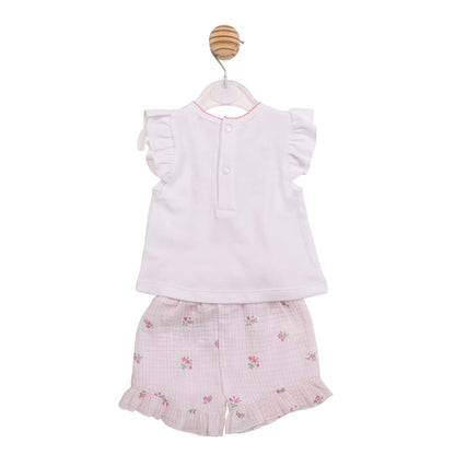 Flower Embroidered Top and Short Set