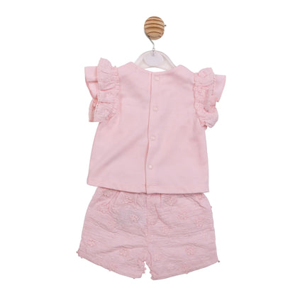 Pink Embroidery Flower Top and Short