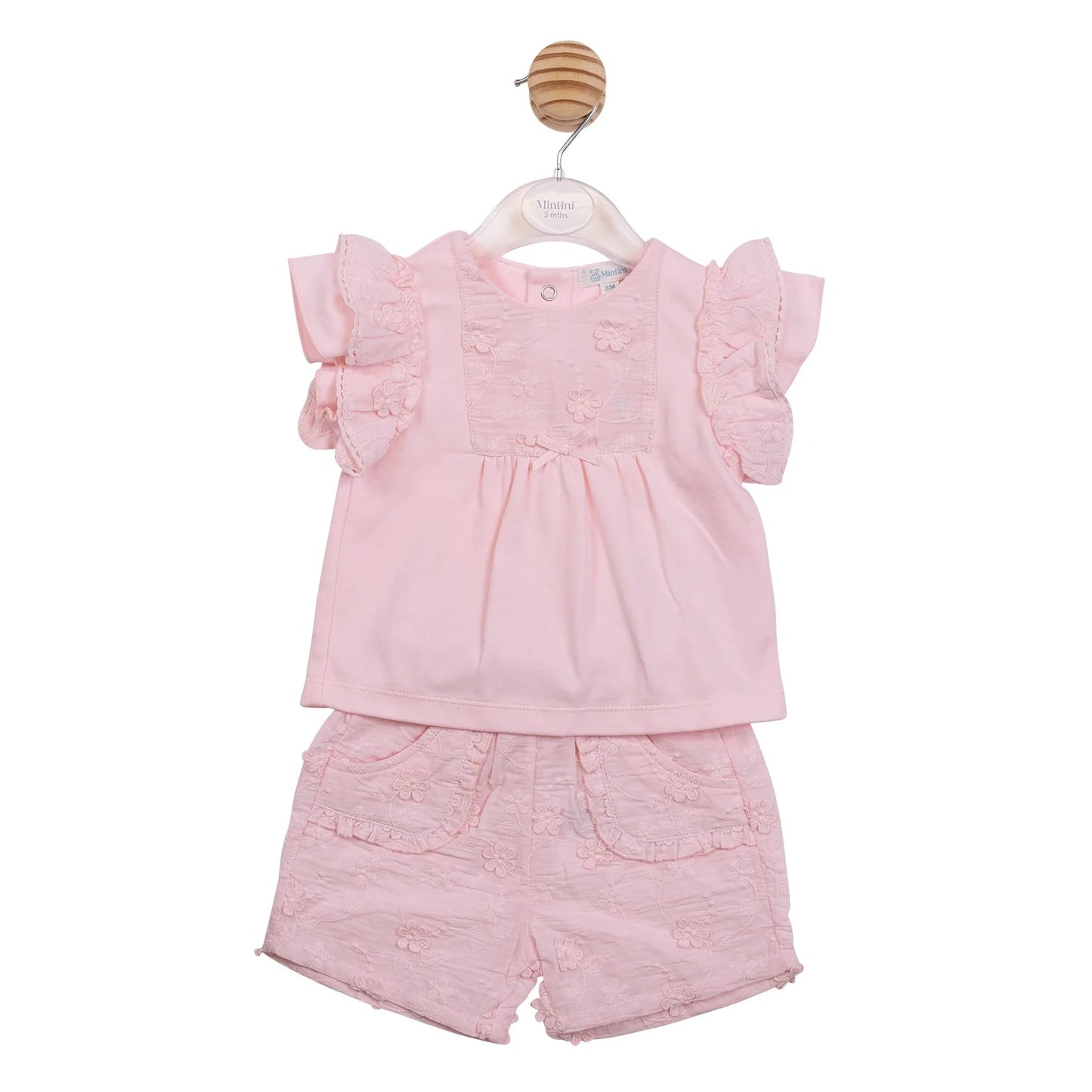 Pink Embroidery Flower Top and Short