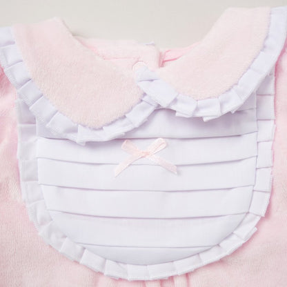 Pleated Bib Pink Velour Sleep-Suit
