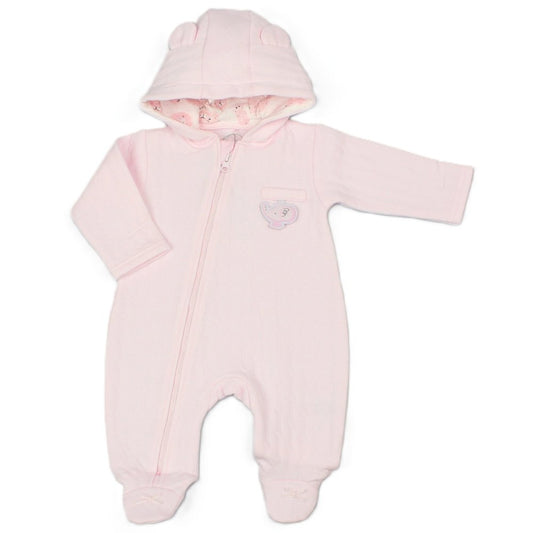 Elephant Baby Girl Quilted Pramsuit