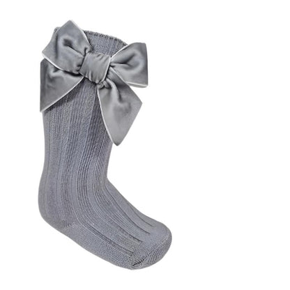 Velvet Bow Knee Socks