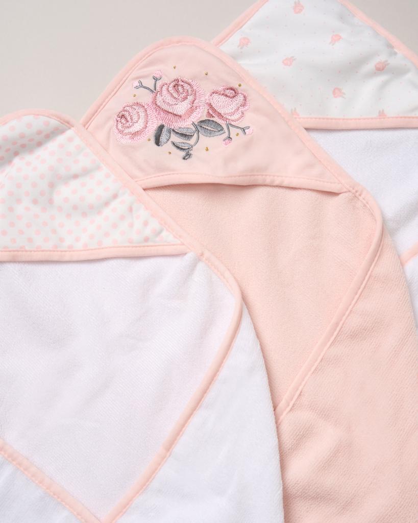 Roses Hooded Towels & Washcloths Set