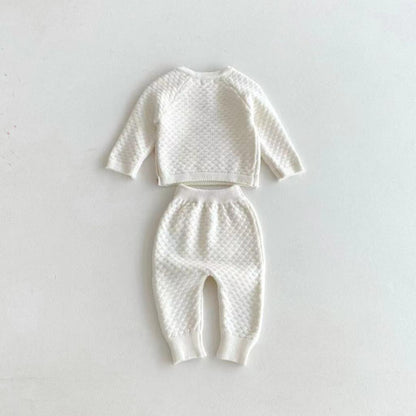 Ivory Honeycomb Knitted Tracksuit