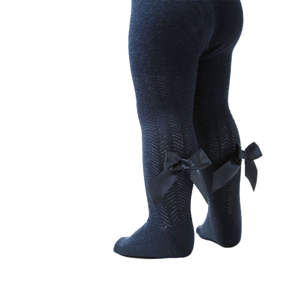 Jacquard Tights with Long Bow