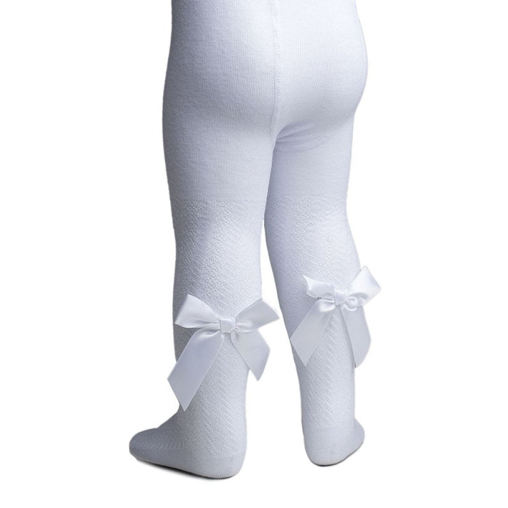 Jacquard Tights with Long Bow