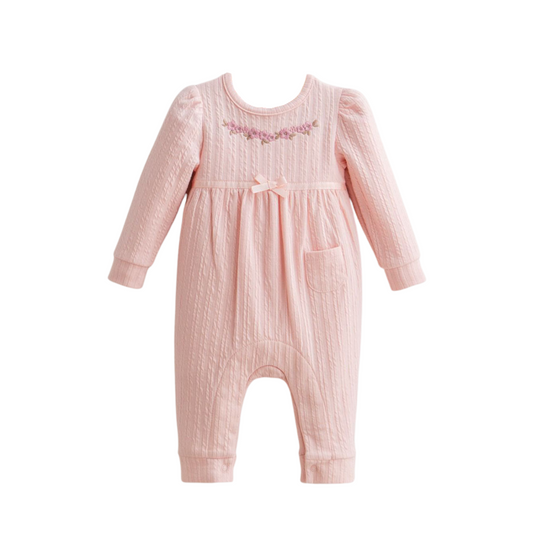 Blooming Flower Ribbed Romper