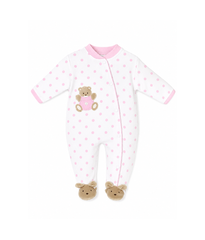 Pink Sleeping Teddy Velour All In One