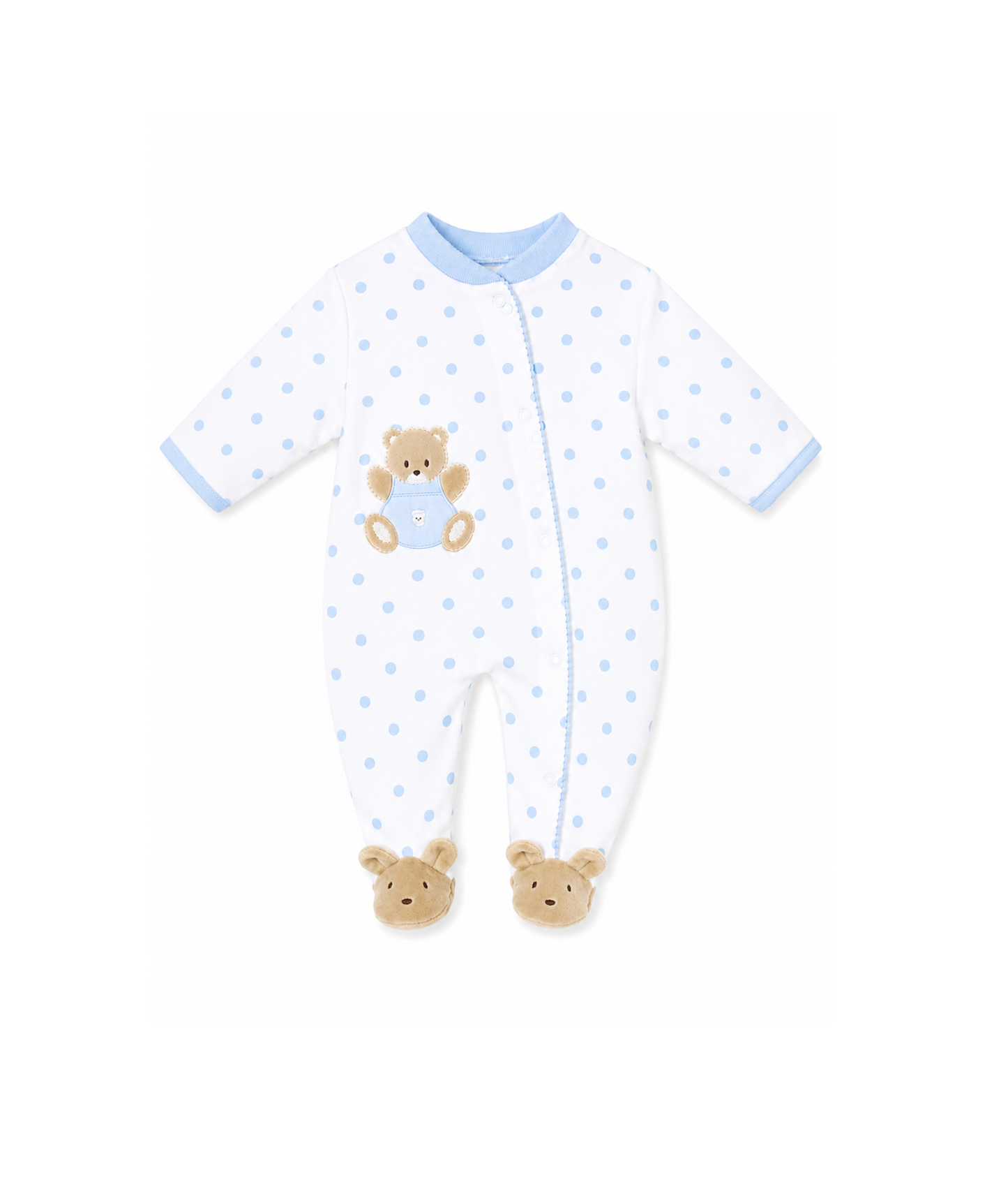 Blue Sleeping Teddy Velour All In One