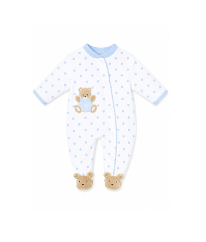 Blue Sleeping Teddy Velour All In One