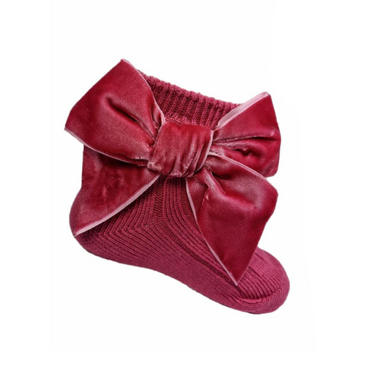 Velvet Bow Ankle Socks
