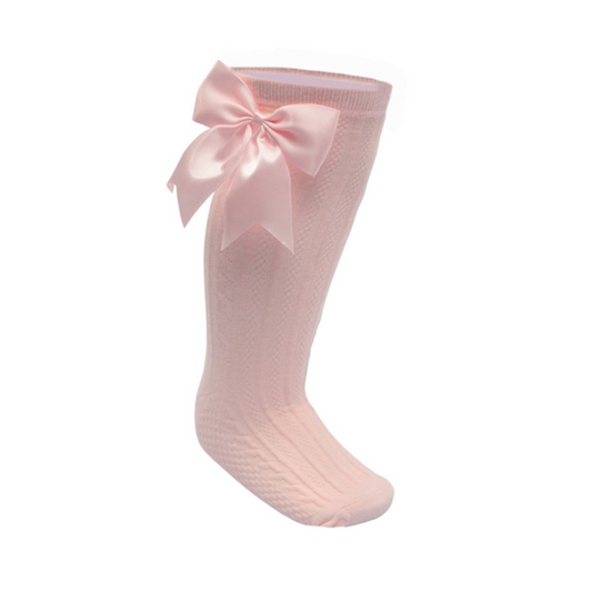 Elegance Cable Knee High Socks With Bow