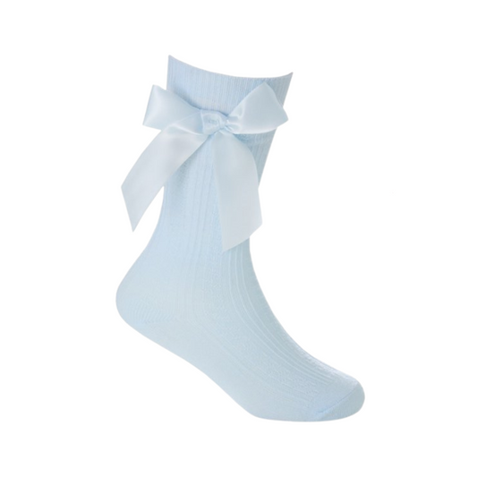Cable Knee High Socks With Satin Bow