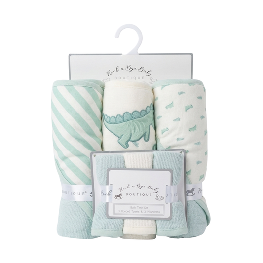 Dinosaur Hooded Towels & Washcloths Set