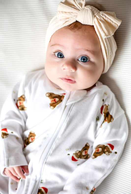 Christmas Bear Bamboo & Organic Cotton Zip Sleepsuit