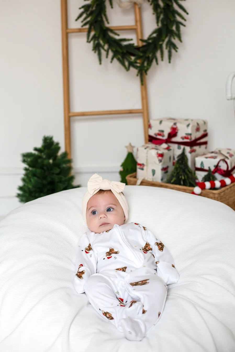 Christmas Bear Bamboo & Organic Cotton Zip Sleepsuit