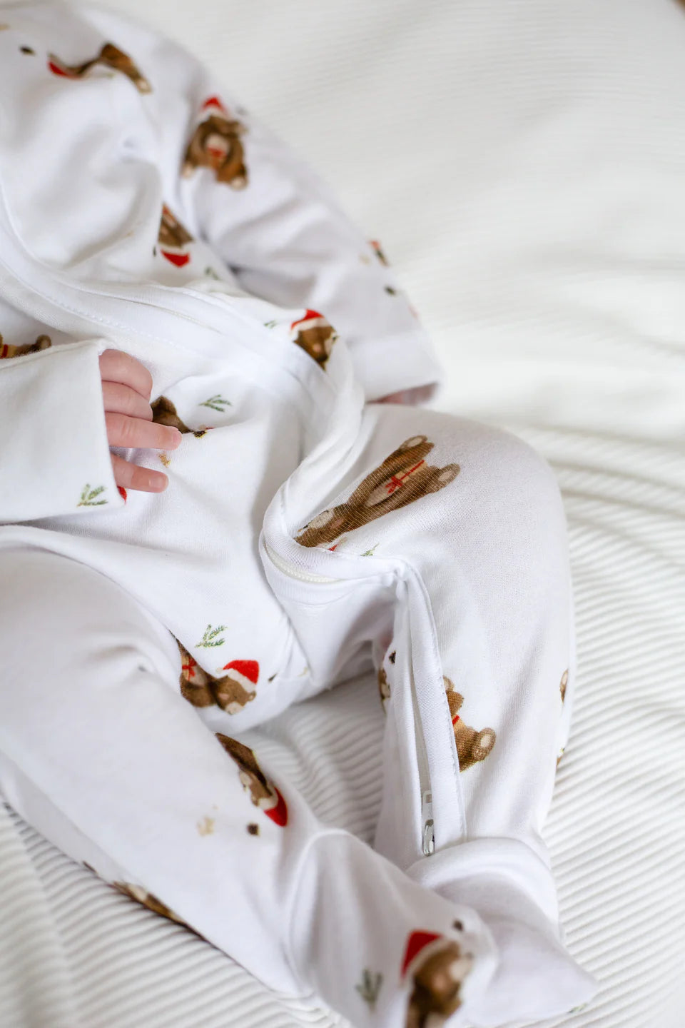 Christmas Bear Bamboo & Organic Cotton Zip Sleepsuit