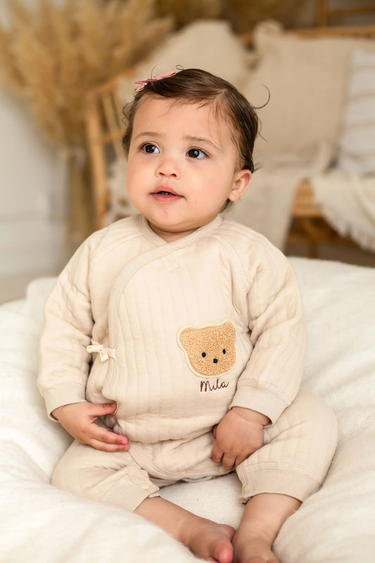 The Teddy Bear Boucle Wrap Baby Grow Romper