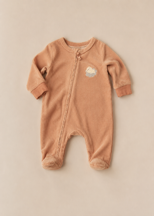 The Teddy Velour Zip Sleep-suit