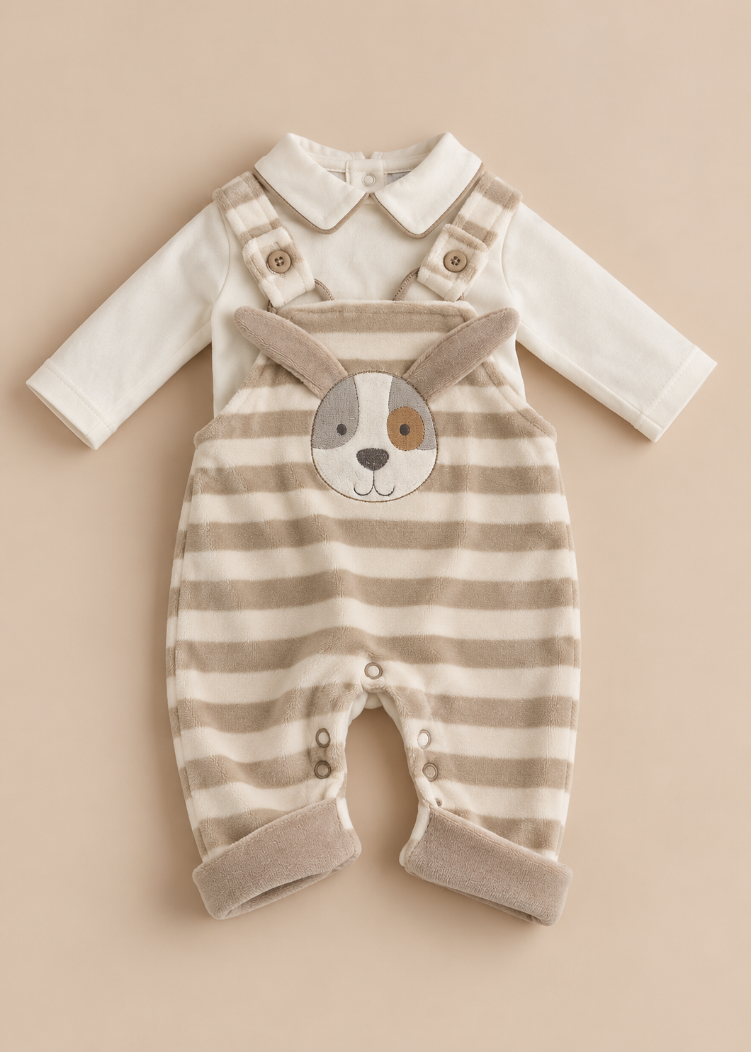 Velour Puppy Dungaree Set