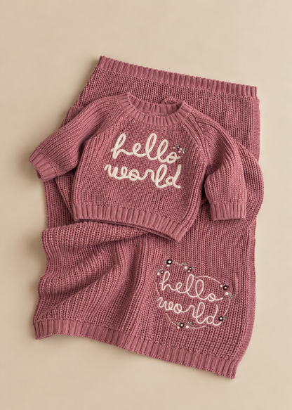 Hello World Floral Sweater & Blanket Set