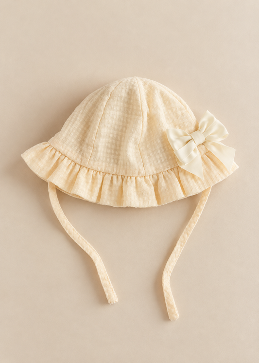 Waffle Bonnet with Satin Bow