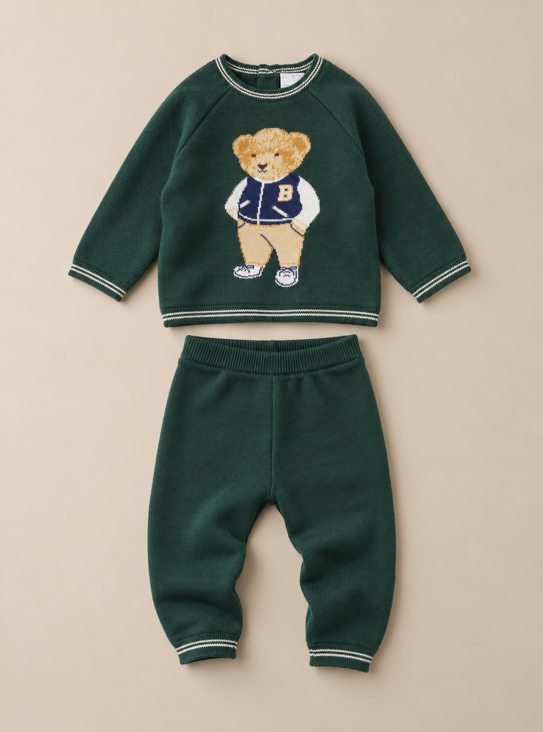 Baseball Bear Knit Set