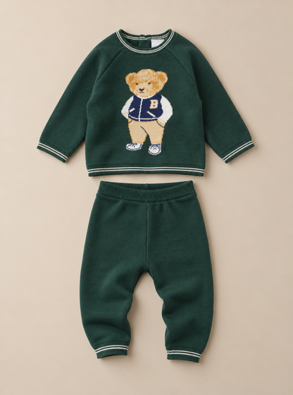 Baseball Bear Knit Set