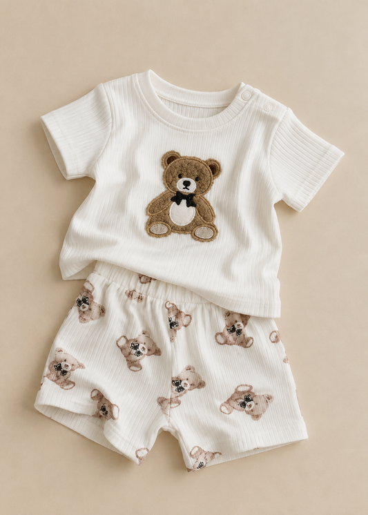 Fuzzy Bear Shorts Set
