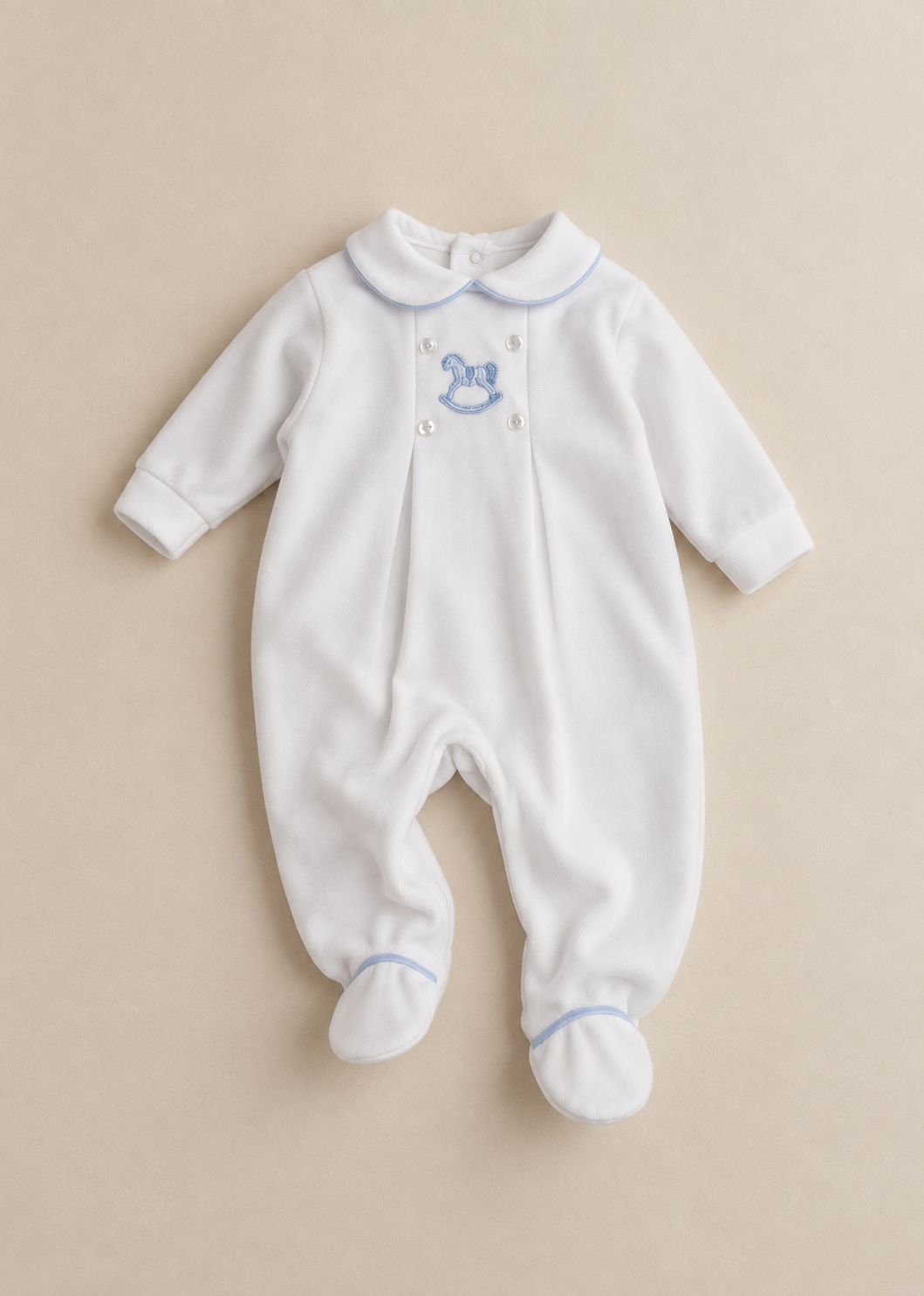 Rocking Horse Velour Sleepsuit