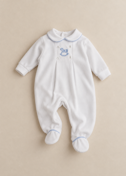Rocking Horse Velour Sleepsuit