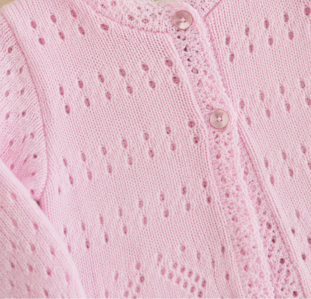 Scalloped Pink Knit Cardigan