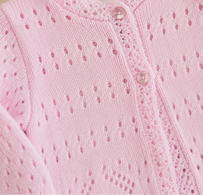 Scalloped Pink Knit Cardigan
