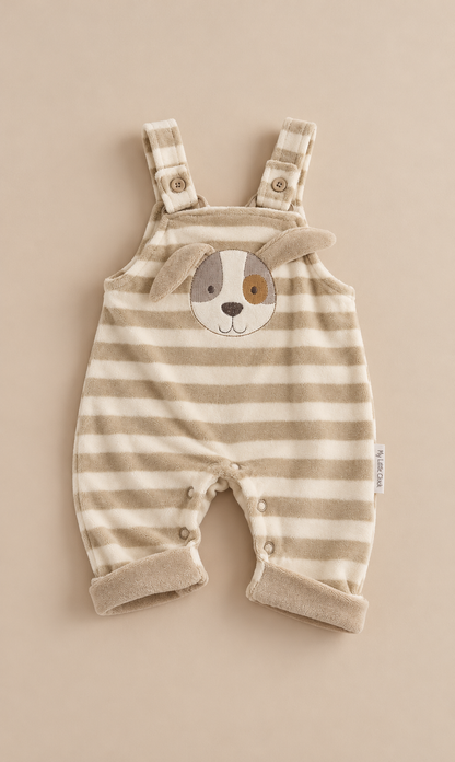 Velour Puppy Dungaree Set